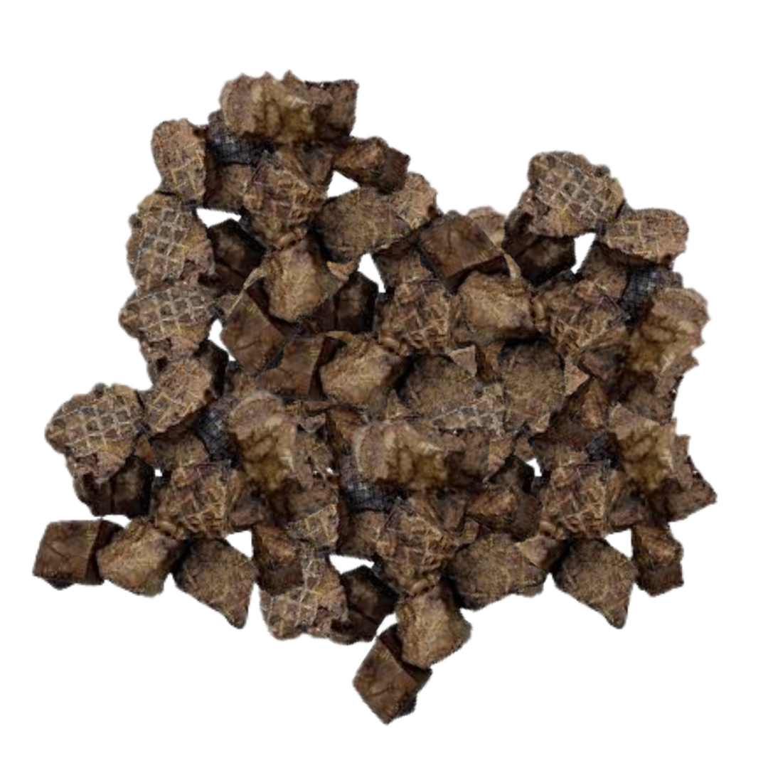 A picture of lamb lung bites for pet treats.