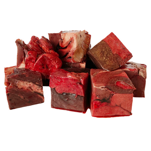 A picture of frozen goat organ cubes 
