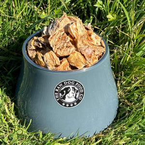 A bowl of air-dried ling skin treats for cats and dogs. 