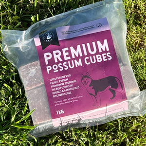 A picture of a frozen bag of possum mince 