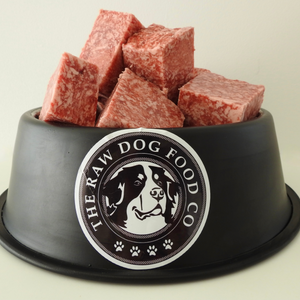 A bowl of frozen lamb mince for pets. 