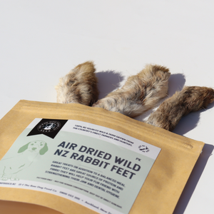 A packet of rabbit feet for dogs